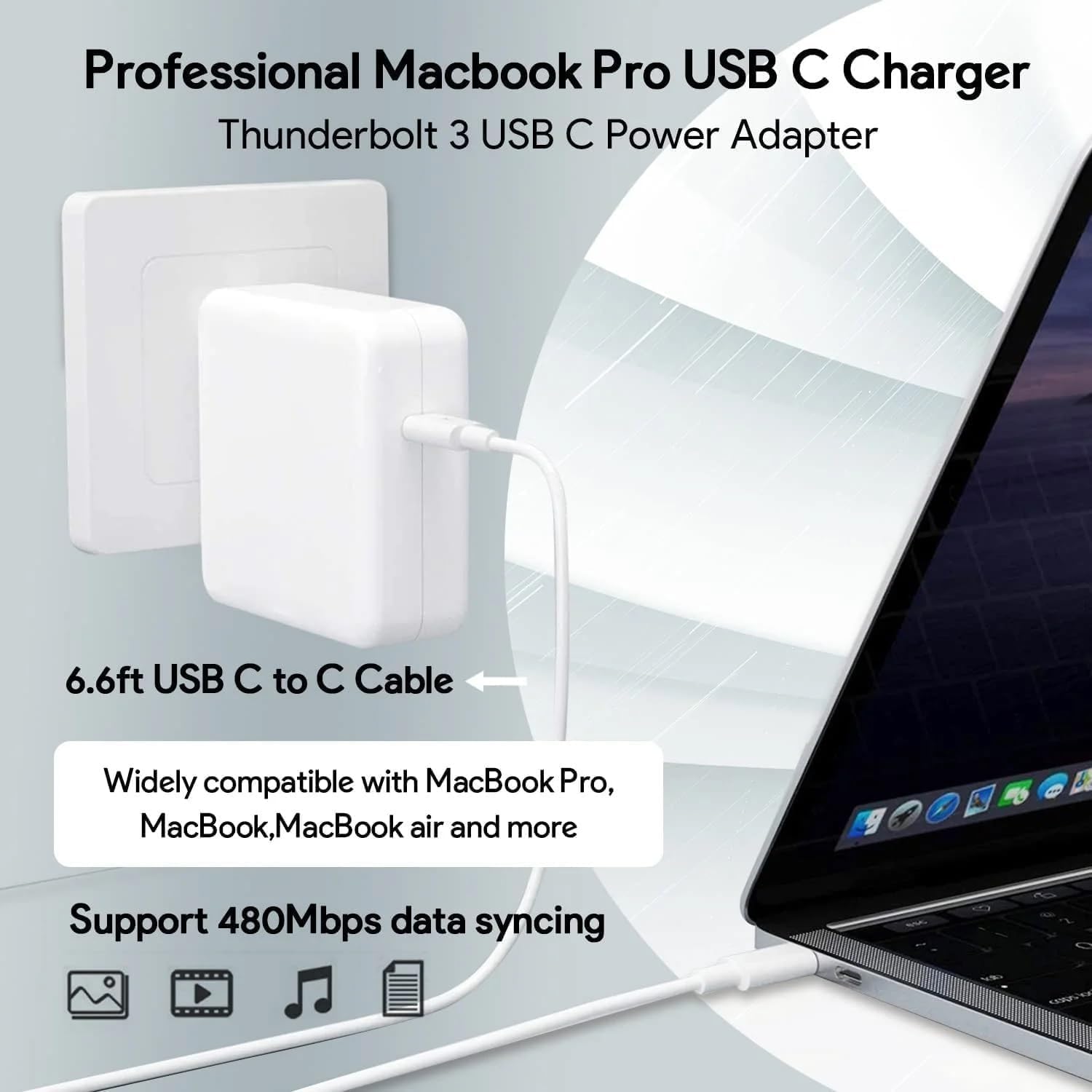 Generic 96W USB-C Fast Charger – Compatible with MacBook & iPad Pro, White | South Africa