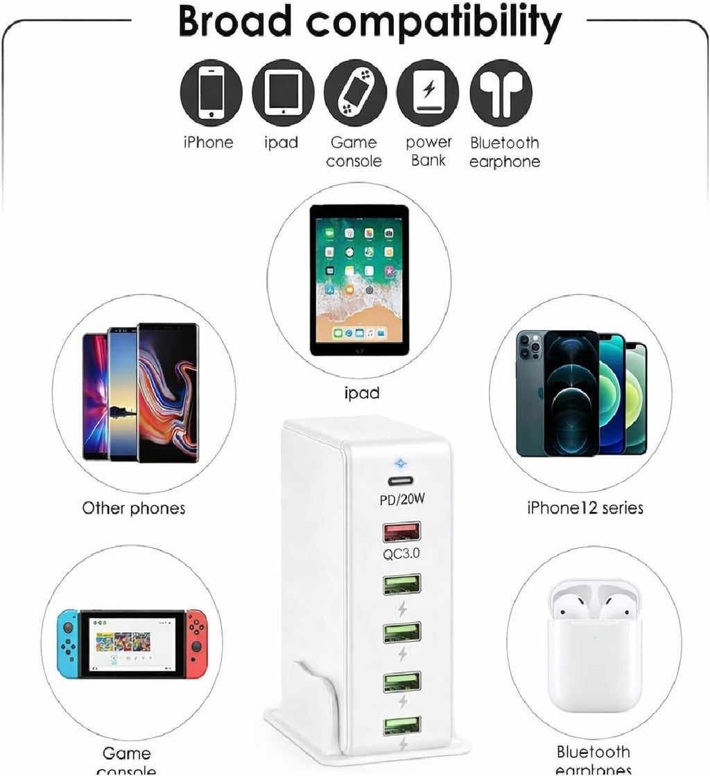 Generic 65W 6-Port USB Charging Station – Fast Charger for Home & Office | South Africa