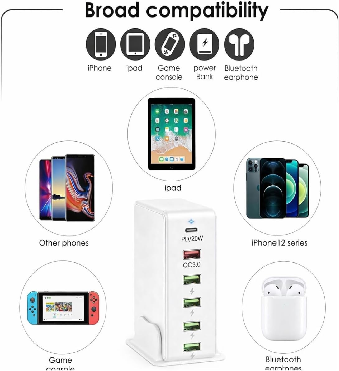 Generic 65W 6-Port USB Charging Station – Fast Charger for Home & Office | South Africa